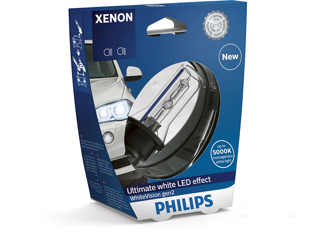 2PC AUS VER PHILIPS D1S GEN 2 White Vision 5000K +120 Xenon HID Headlight Bulb