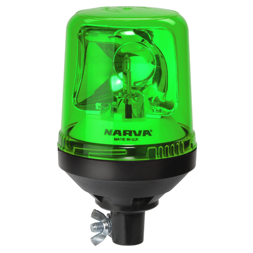 85654G Narva 12/24 Volt Optimax Rotating Beacon Green Pipe Mount Base