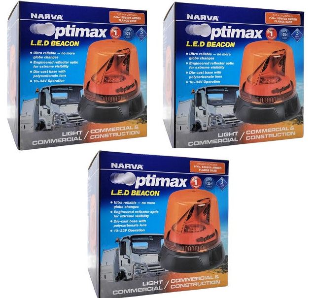 25 x Narva Optimax LED Rotating Beacon Amber 10-33V Class 1 LED Beacon Amber 85660A