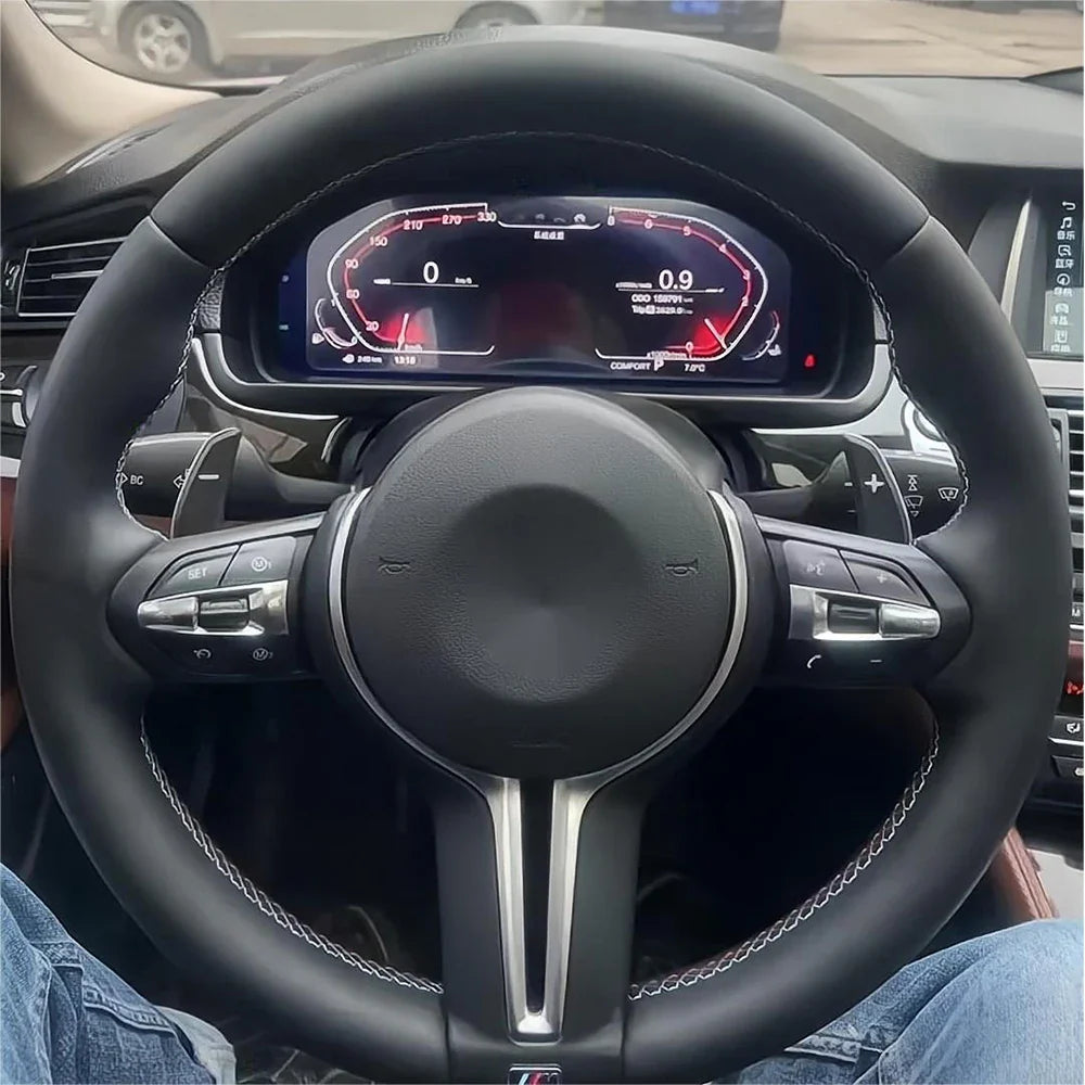 For BMW M3 M6 E F-chassis Models NAPA Leather Steering wheel  Hand Sewn Tricolor Thread Steering wheels Car Accessories
