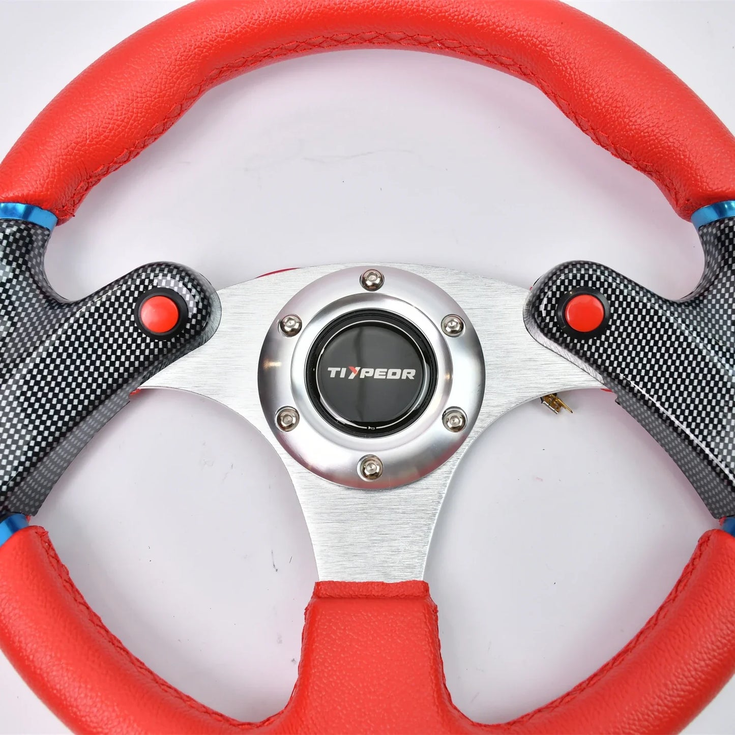 Tiypeor Universal 320MM PVC red car Steering Wheel with flat bracket