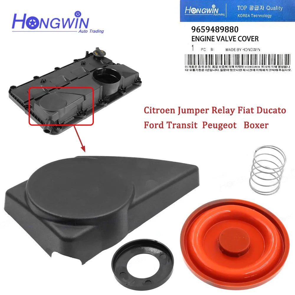 New PCV Valve Cover With Membrane For Ford Transit Citroen Fiat Ducato Peugeot Boxer 2.2L 6C1Q6K271BH 9659489880 0248.P9 1526690