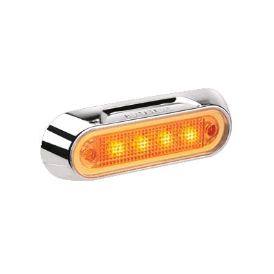 90822C Narva 10-30 Volt L.E.D Front End Amber Lamp with Chrome Deflector Base an