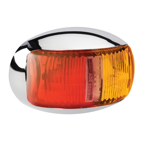 91605C Narva 9-33 Volt L.E.D Side Marker Lamp (Red/Amber) with Oval Chrome Defle