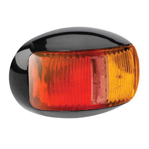 91606 Narva 9-33 Volt L.E.D Side Marker Lamp (Red/Amber) with Oval Black Deflect