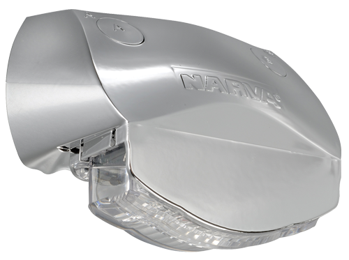 91672 Narva 9-33 Volt 5 L.E.D Licence Plate Lamp in Chrome Housing and 0.5m Cabl