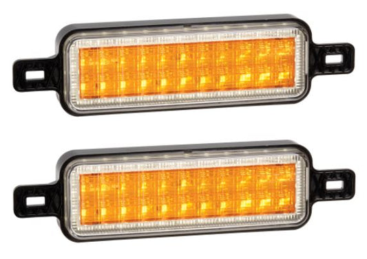 2 x Narva 95202 Multivolt LED Amber Indicator Bull Bar Lamp w/White LED Park Rin