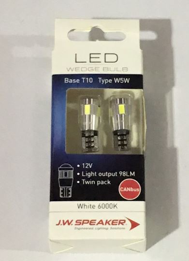 (PAIR) JW Speaker LED CANbus T10 W5W 6000K White for PARKER INTERIOR REGO LIGHT