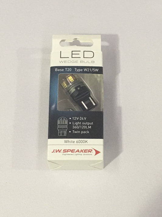 1 Pair x JW Speaker LED W21/5W T20 7443 6000K Dual Brightness White bulb for Hil