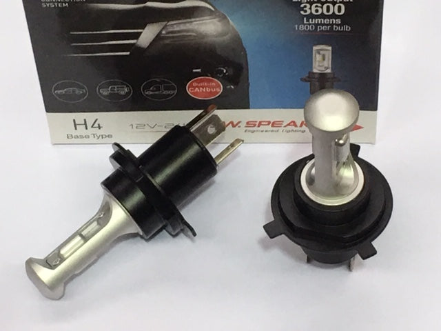 JW Speaker H4 LED 6000K DIRECT FIT LED GLOBE - BUILT IN CANBUS pair 12-24V