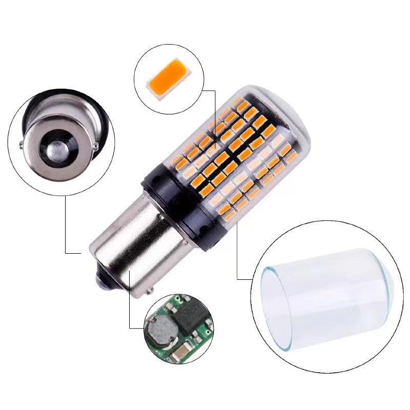 2Pcs 144SMP 1156 BA15S P21W BAU15S PY21W 7440 W21W P21/5W 1157 7443 3157 LED Bulbs 54smd CanBus Lamp Reverse Turn Signal Light