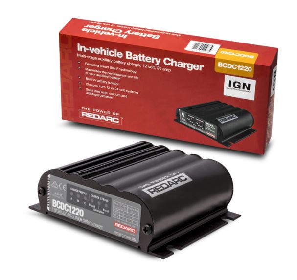 REDARC 20A IN-VEHICLE DC BATTERY CHARGER BCDC1220-IGN IGNITION CONTROLLED