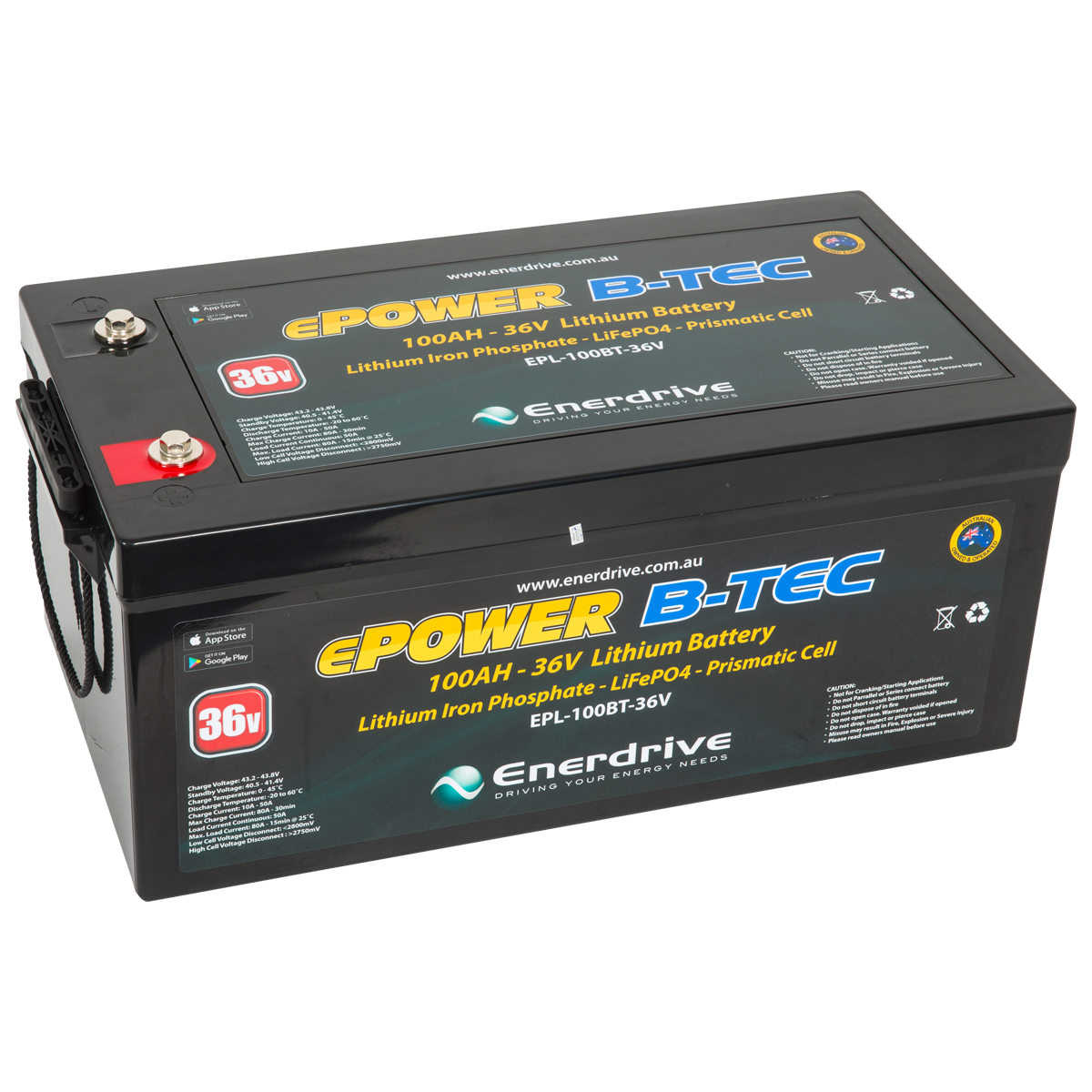 ENERDRIVE ePOWER B-TEC 36V 100Ah Lithium Battery