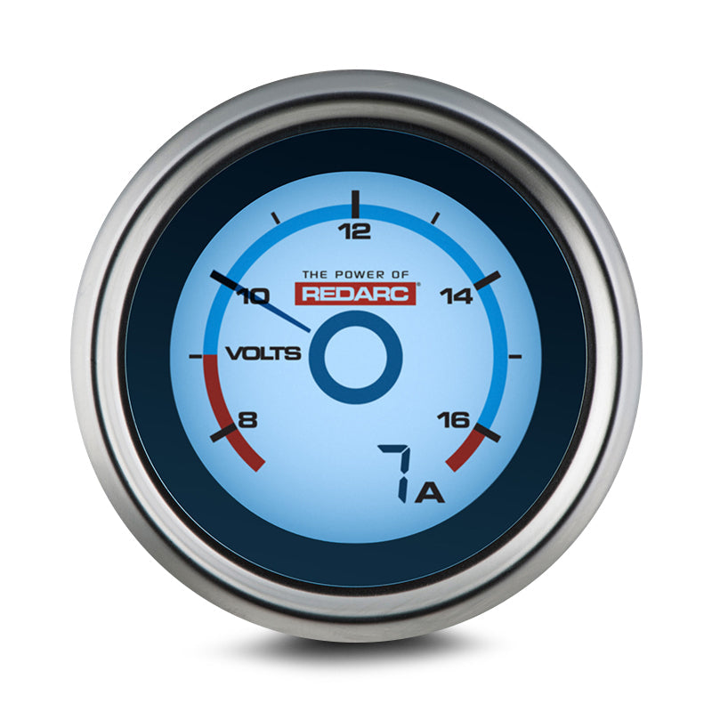 REDARC SINGLE VOLTAGE 52MM GAUGE WITH OPTIONAL CURRENT DISPLAY