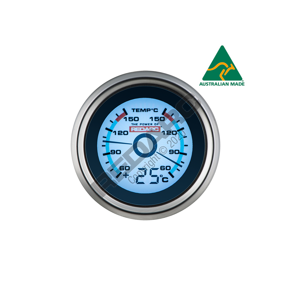 REDARC DUAL TEMPERATURE 52MM GAUGE WITH OPTIONAL TEMP DISPLAY