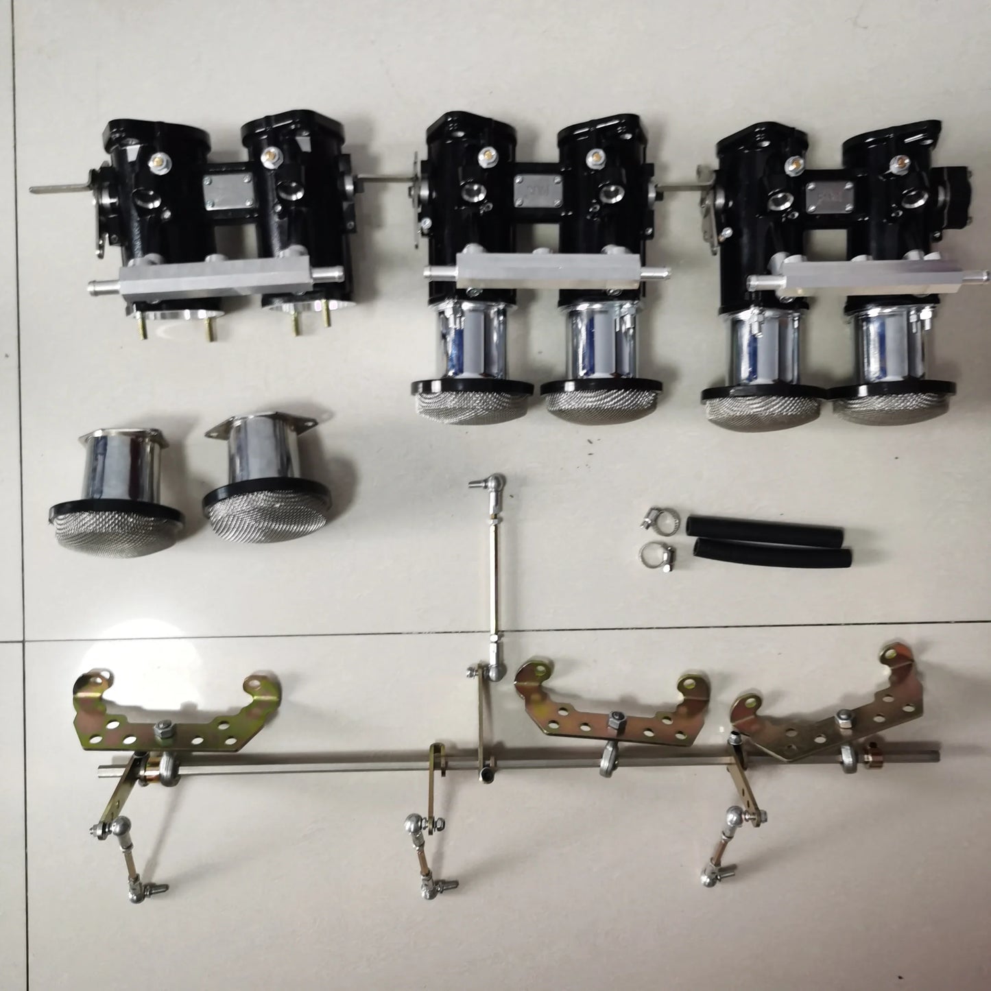 TZ5-1-3-6 three 40DCOE throttle bodies kit for In-line 6-cylinder engine and Carburetor top rod linkage,without manifold