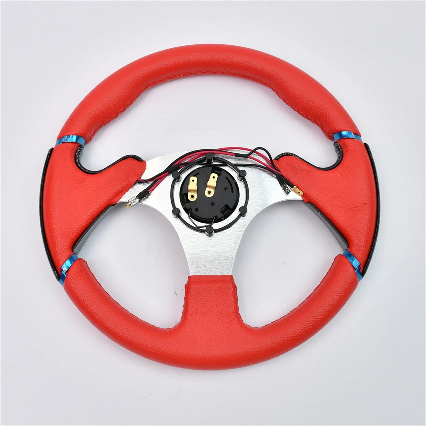 Tiypeor Universal 320MM PVC red car Steering Wheel with flat bracket