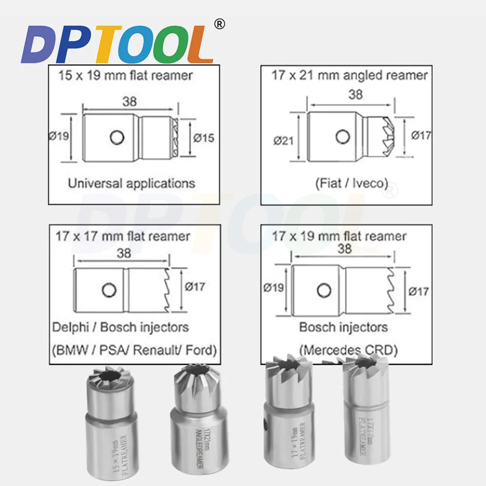 5PCS Diesel Injector Seat Cutter Remover Tool Kit for Delphi Bosch BMW Merc CRD PSA Ford Fiat Peugeot