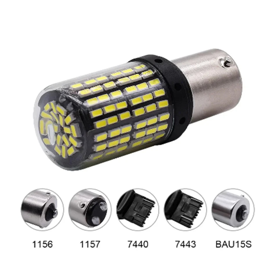 2Pcs 144SMP 1156 BA15S P21W BAU15S PY21W 7440 W21W P21/5W 1157 7443 3157 LED Bulbs 54smd CanBus Lamp Reverse Turn Signal Light