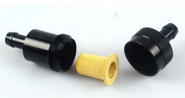 HIGH QUALITY 1/4" BILLET ALUMINIUM ANODISED BLACK FUEL FILTER E85