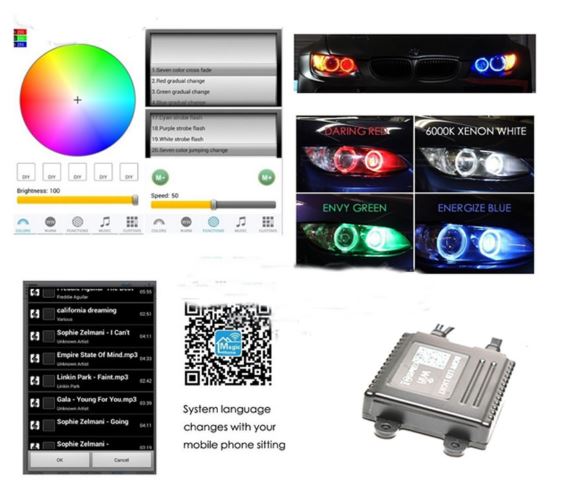 Angel eyes wifi Halo led marker light Headlight for BMW E90 E91 Color Change