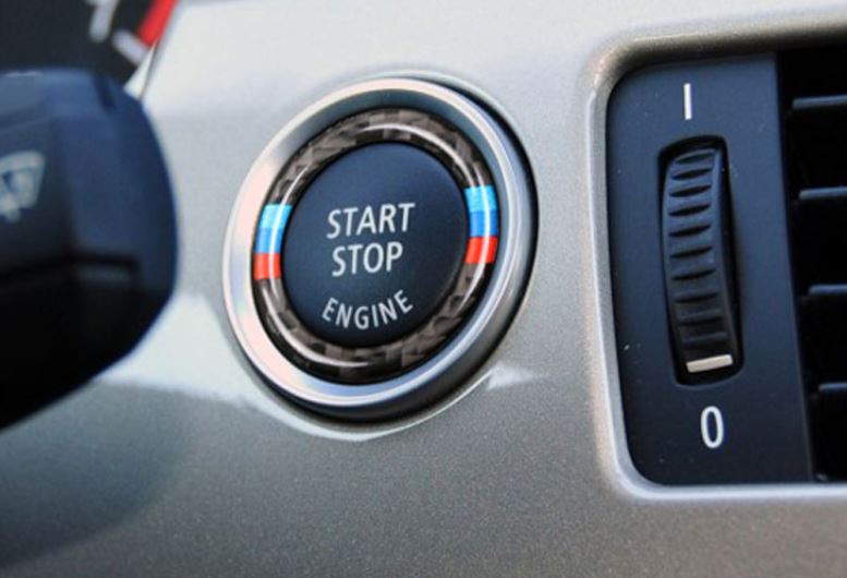 Engine Start Stop Ignition Ring Stickers Carbon Fibre circle M Stripe Trim For b