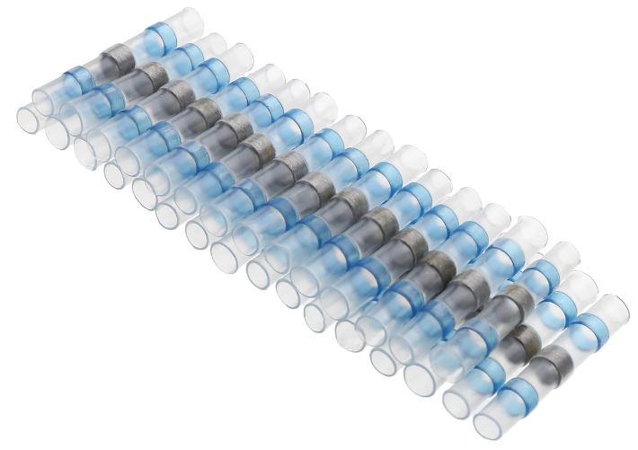 30 x Blue AWG16-14 Heat Shrink Solder Splice Butt Terminal Connector Heatshrink