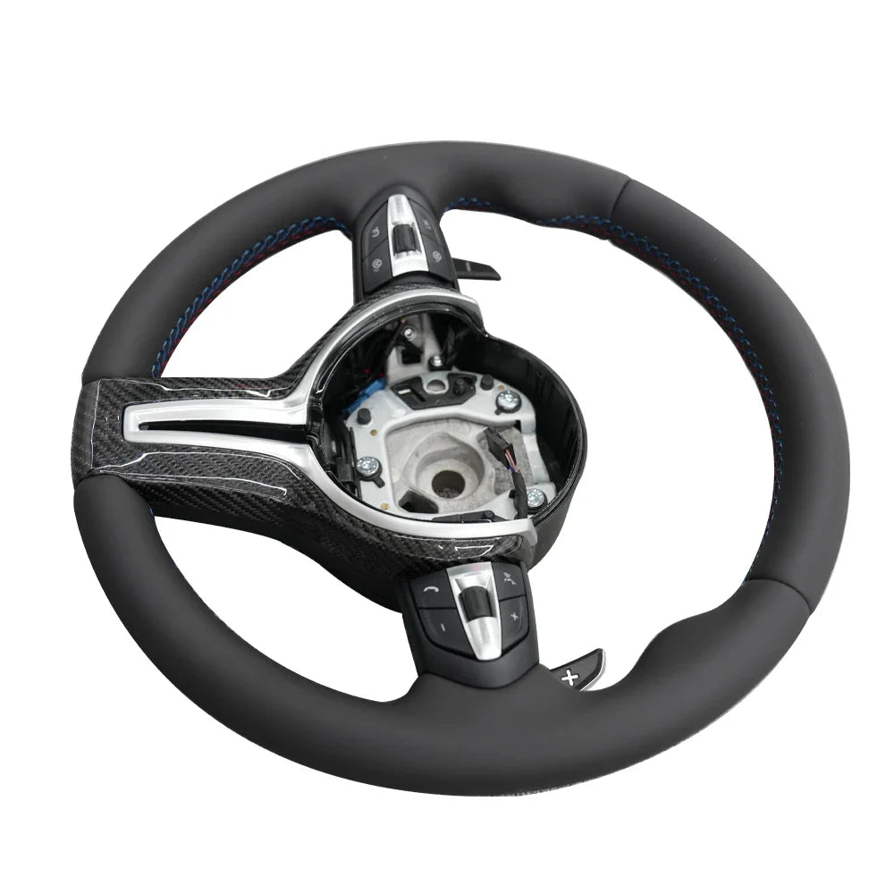 Leather Paddleshift Steering Wheel for BMW 5 6 7 Series F01 F02 F06 F07 F10 F11 F12 F13 M SPORT Carbon Fiber Trim