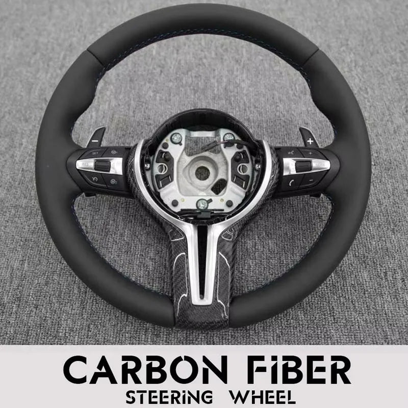 Leather Paddleshift Steering Wheel for BMW 5 6 7 Series F01 F02 F06 F07 F10 F11 F12 F13 M SPORT Carbon Fiber Trim