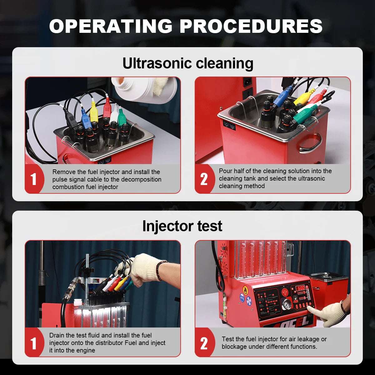 ANCEL AJ600 Car Fuel Injector Cleaner Tester 6-Cylinder Diesel Car Ultrasonic Fuel Injector Cleaner Machine for 110V & 220V