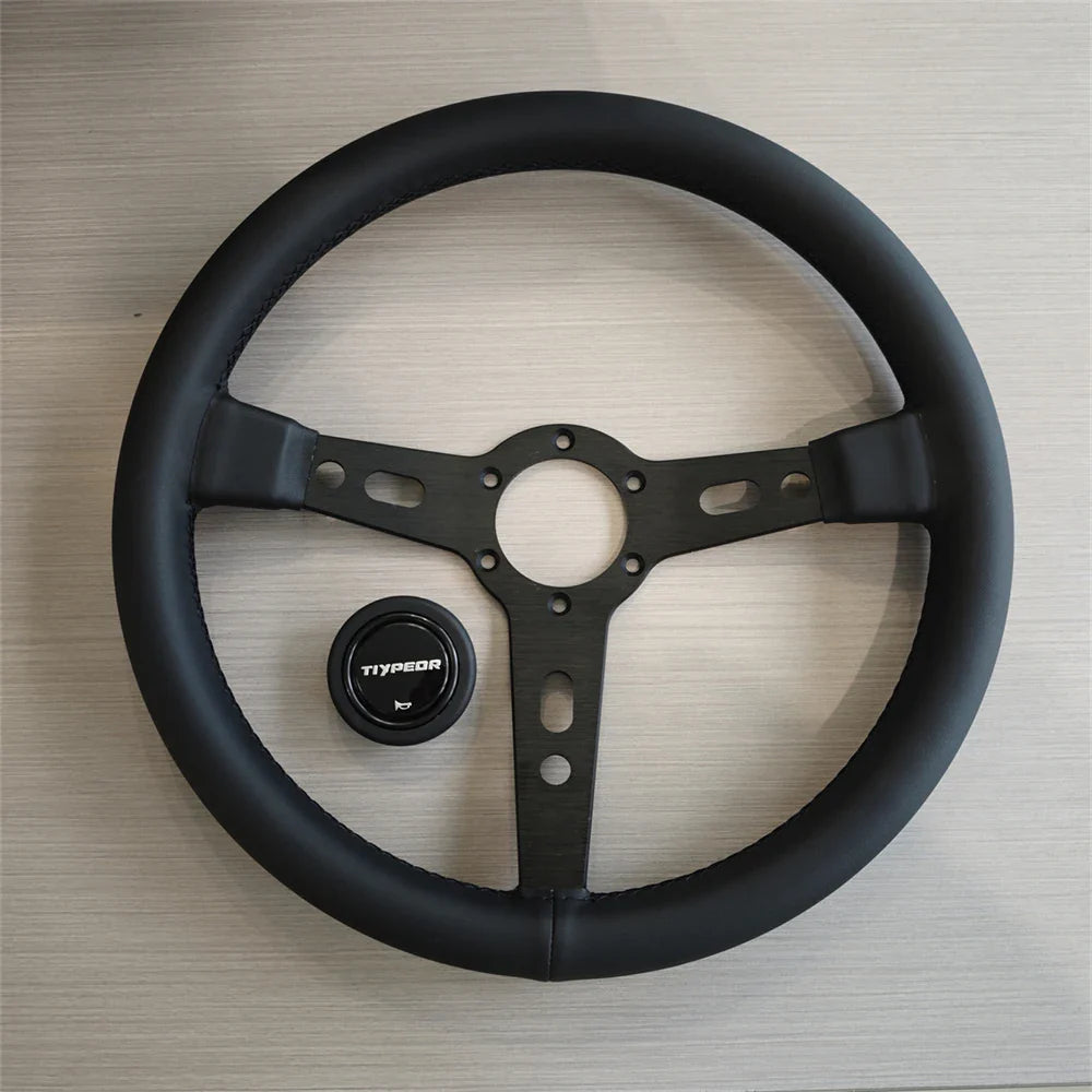 Tiypeor Car Sport Racing Microfiber Universal 350MM Steering Wheel
