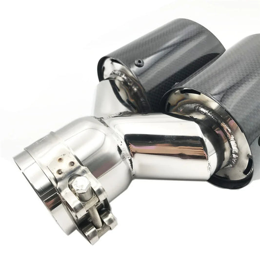 1 Piece Y Model Glossy Carbon Exhausts Dual End Tips For BMW For BENZ For VW Exhaust Dual Muffler Pipes Tail Tips For Ak