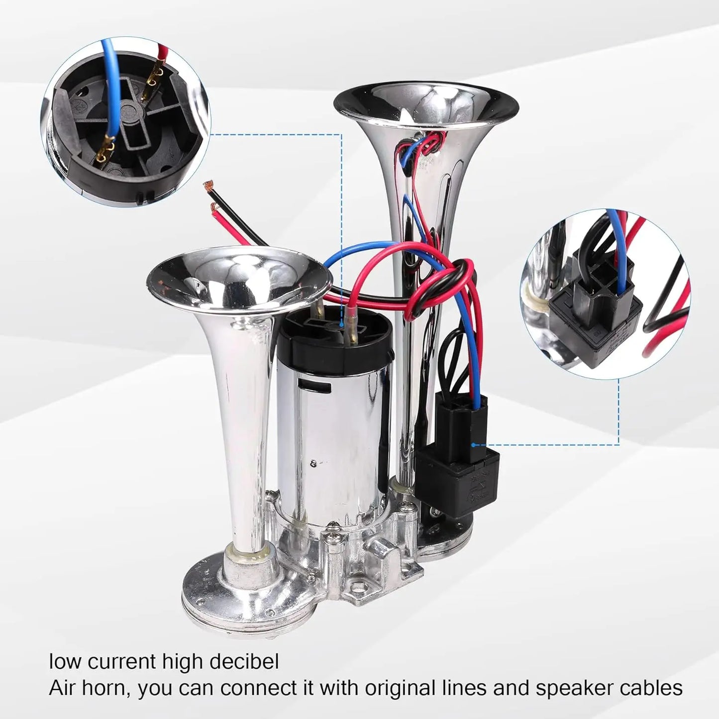 Car Acesssories Dual Trumpets Super Loud Car Electric Horn Speaker 600DB 12V Low Current High Decibel For Cars Boats And Truck