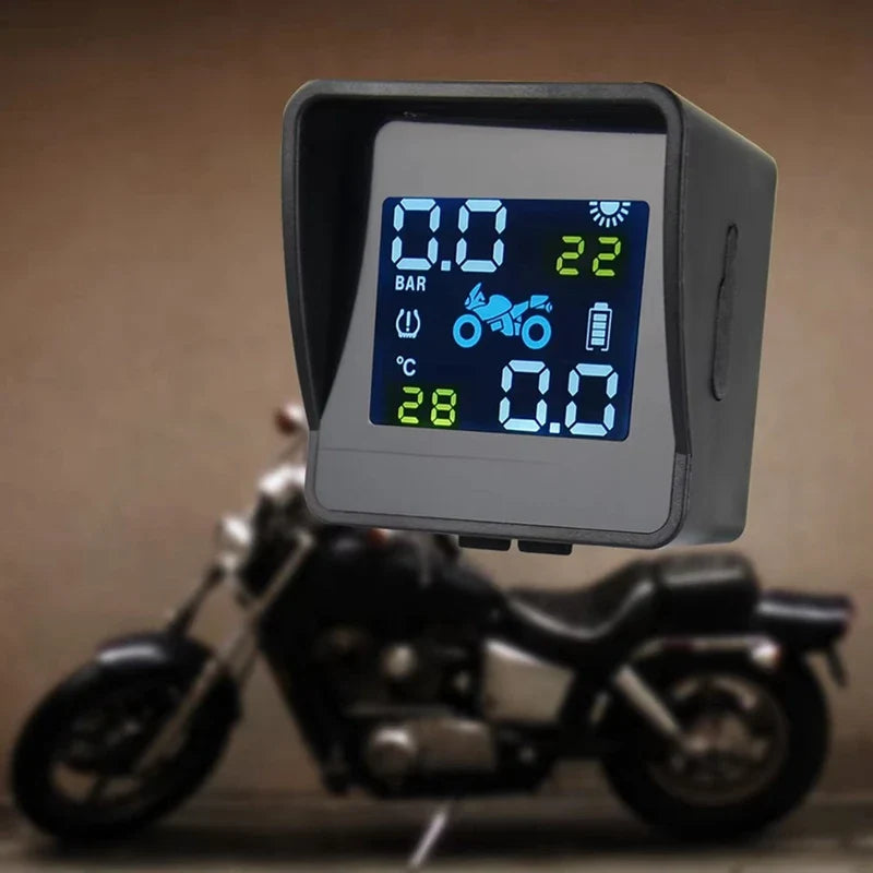 Motorcycle Solar Tire Pressure Temperature Monitoring System TPMS Sensor Kit USB Charge For Motorcycle Tire Pressure