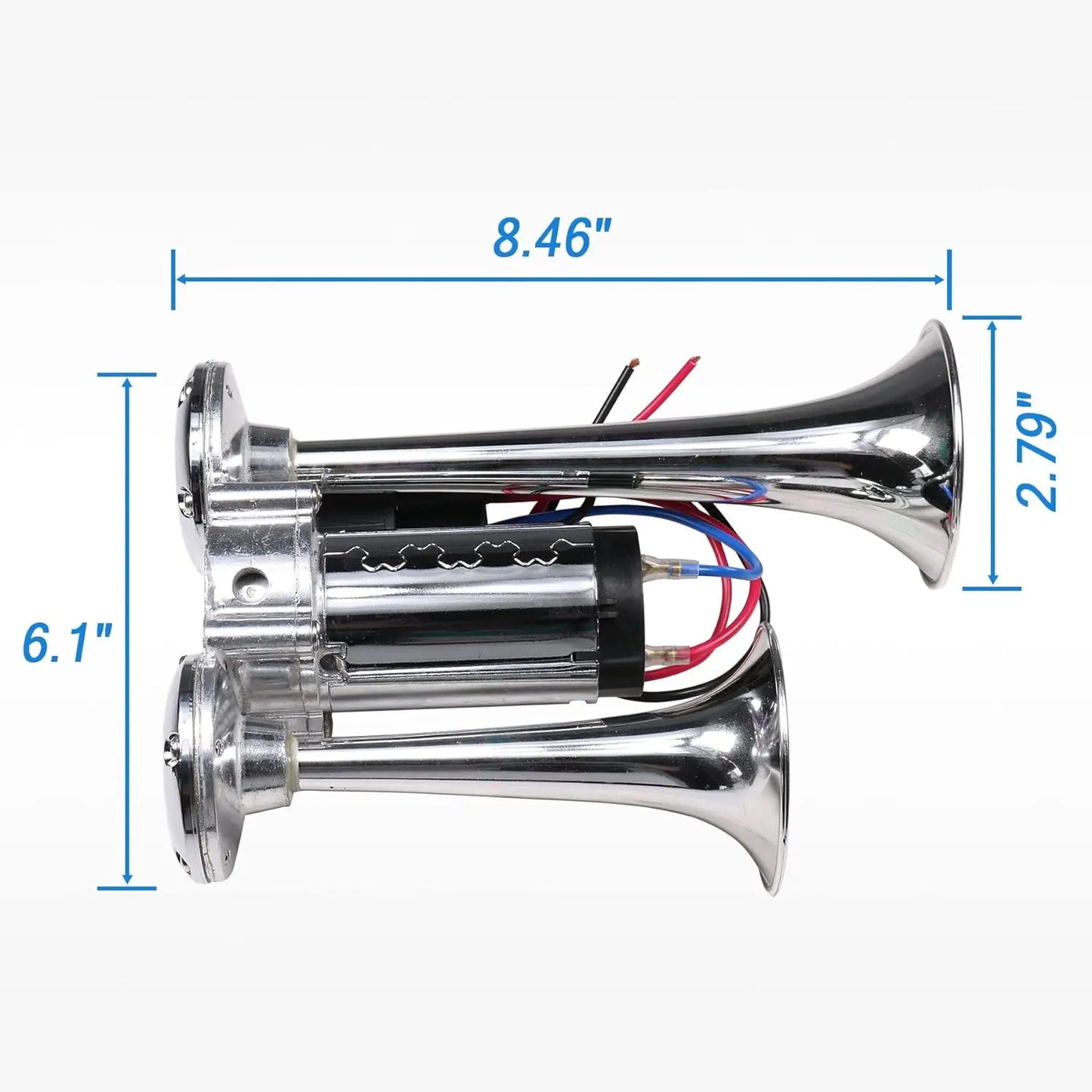 Universal 600DB Loud AAZRZRZ Car Air Horn 12V Metal Double Tubes Air Horn Car Truck Train Moto Lorry RV Boat