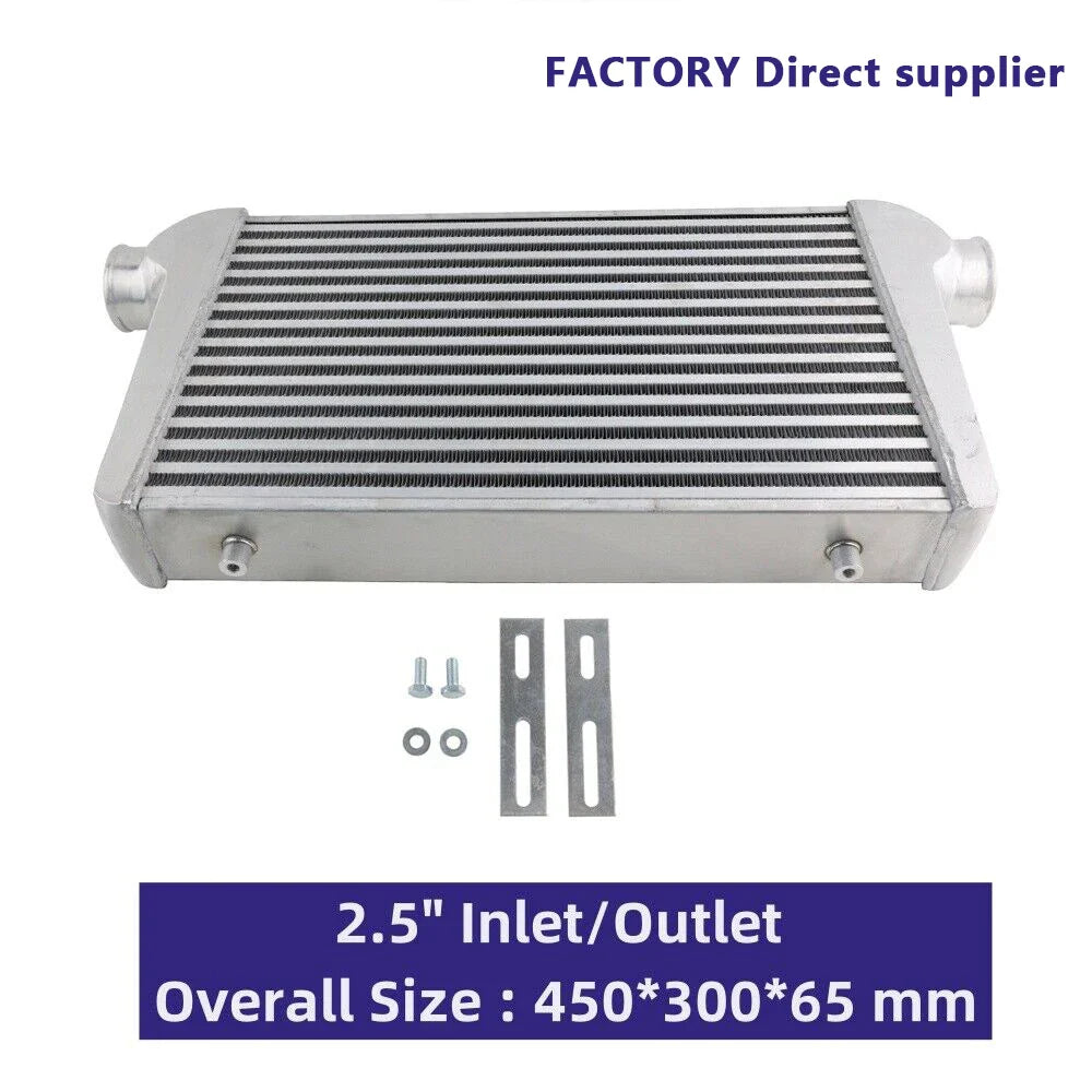 Universal Aluminum Intercooler oversize 450 X 300 X 65mm Inlet/Outlet 2.5" Tube & Fin front mount