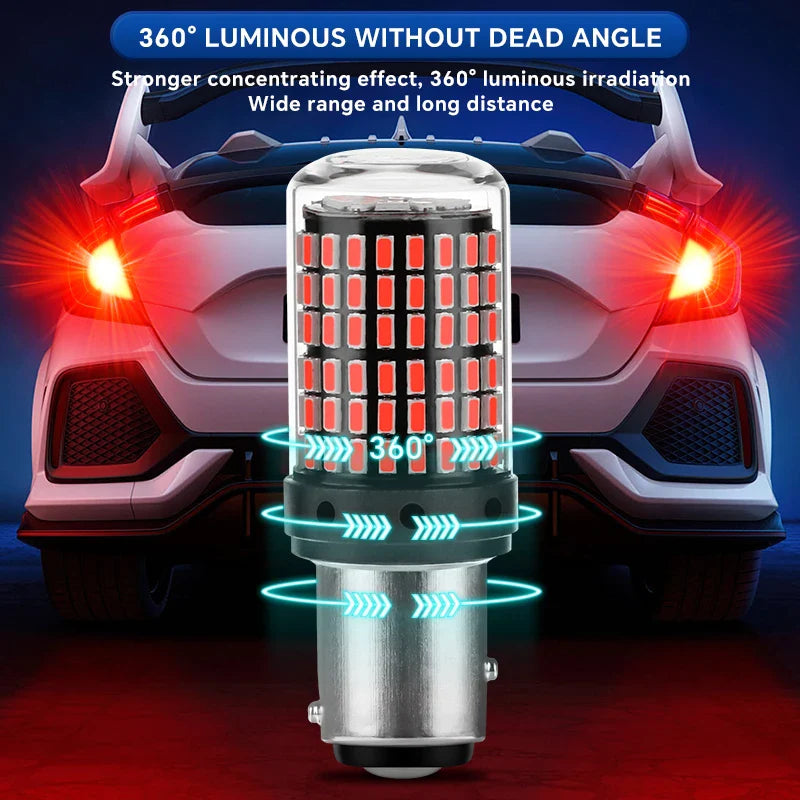 2pcs 12-48V New LED Bulbs 144smd Lamp Reverse Turn Signal Light BA15S P21W BAU15S PY21W 7440 W21W P21/5W 1157 BAY15D