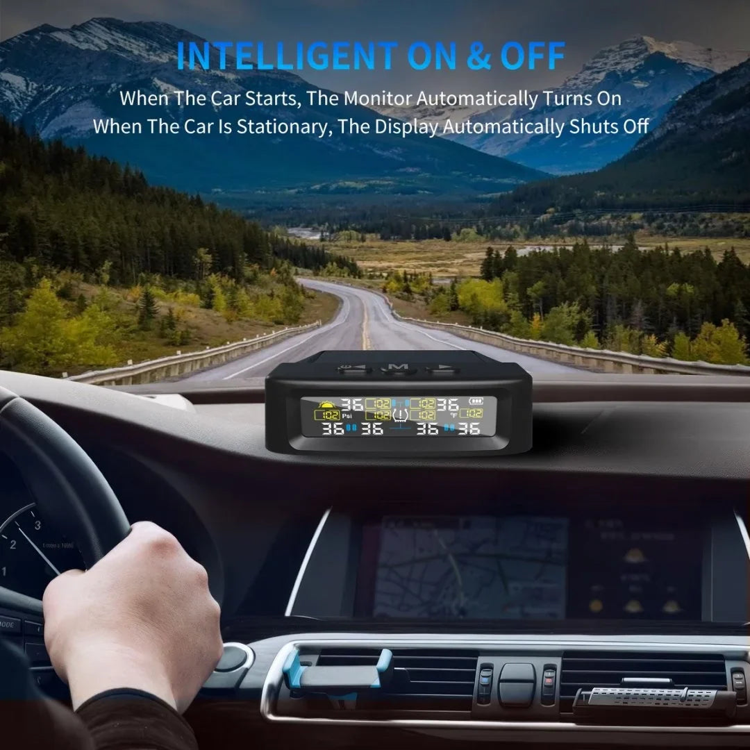 Tire Pressure Monitoring Tire Temperature Monitoring Automatic Safety Alarm System Solar Power Truck RV TPMS 6 Sensor