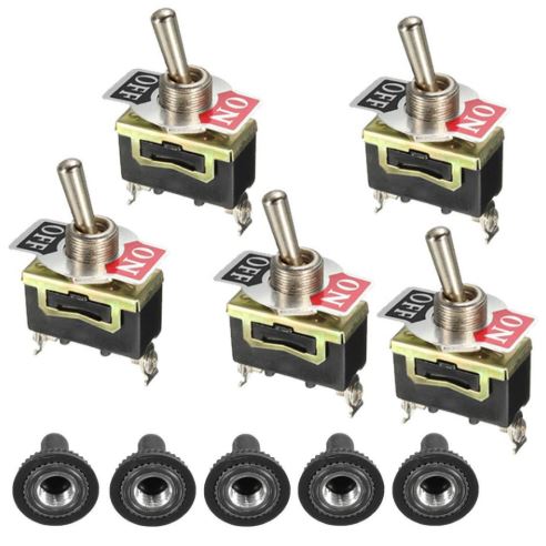 5 x Heavy Duty Metal Toggle Switch - On / Off 12V 15 amp 250 Volt