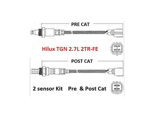 O2 Sensor Kit for Toyota Hilux TGN 2.7L 2TR-FE, Includes Pre & Post Cat