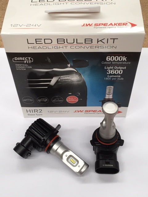 JW Speaker HIR2 LED 6000K DIRECT FIT LED GLOBE - BUILT IN CANBUS pair 12-24V