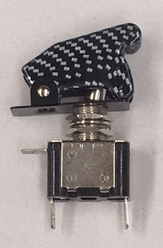 3 x Missile Switch Toggle on / off - Carbon - 12 Volt 20 Amp - Metal with LED