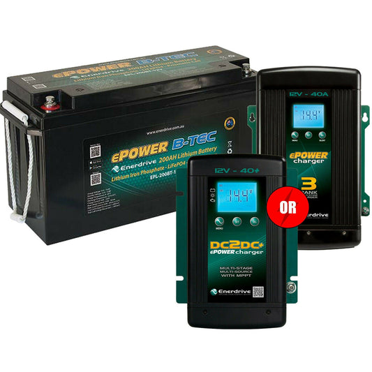 Enerdrive ePOWER B-TEC 12v 200aH Lithium Battery w/ FREE CHARGER OPTION