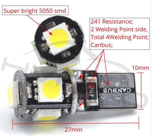 10 x T10 CANBUS LED W5W 6000K XENON HID WHITE LIGHT PARKER WHITE BULB Pair