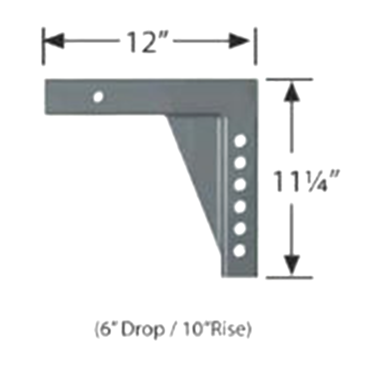 W/D Hitch Shank - 10" Raise Adjustable, Drop 6", 12" x 11 1/4"