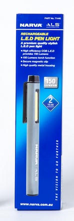 Narva 150 Lumen Rechargeable and Magnetic ALS LED Pen Light - 71440